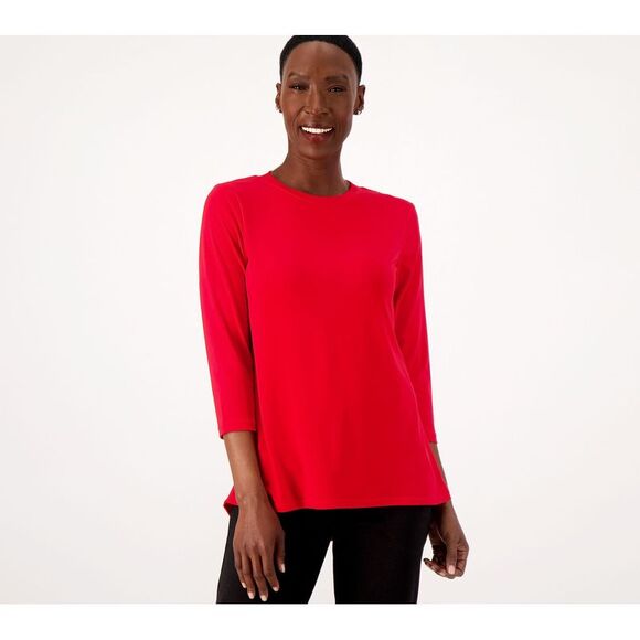 Susan Graver Women's Top Petite PXS Modern Essentials Pet Liquid Red A567176 - Picture 1 of 4
